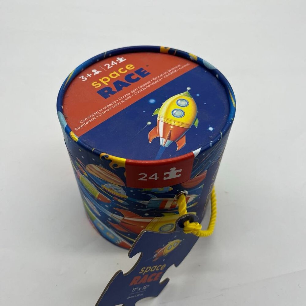 Crocodile Creek Space Race 24 Piece Canister Puzzle for Kids Rocket EUC